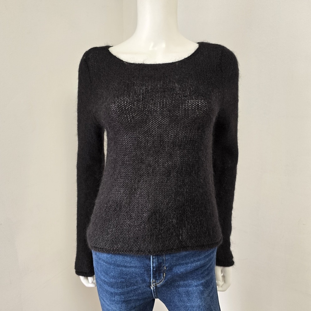 Gap Pullover Sweater Size S Mohair Acrylic Fuzzy 90's Black Long Sleeve Y2K